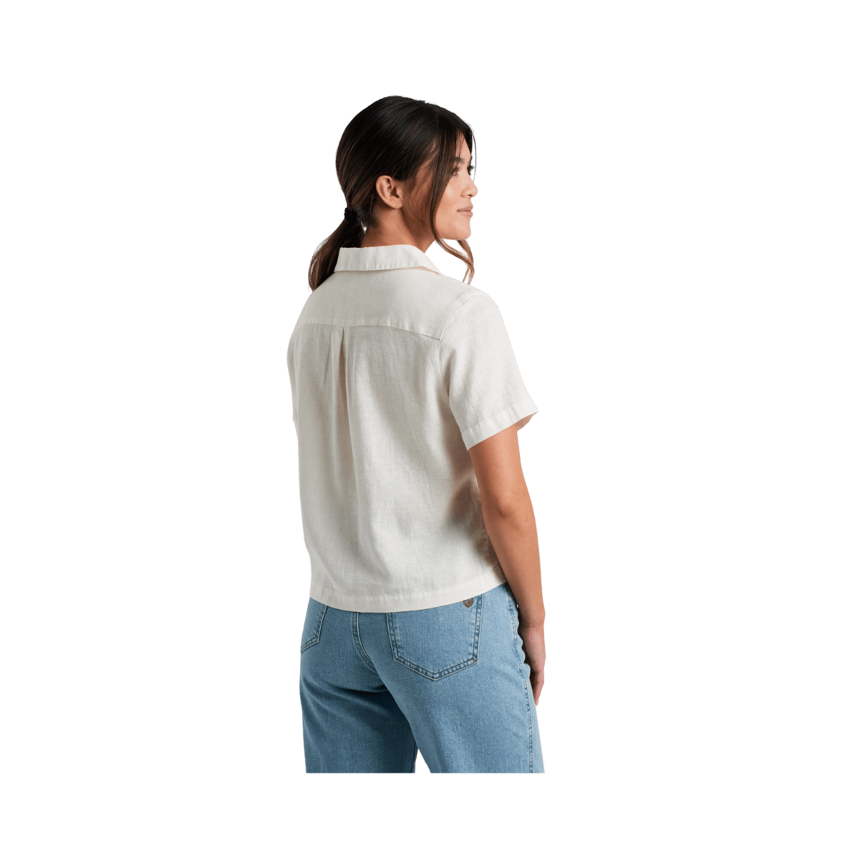 KUHL WOMEN'S LUISA SHORT SLEEVE SHIRT - NATURAL - BACK VIEW