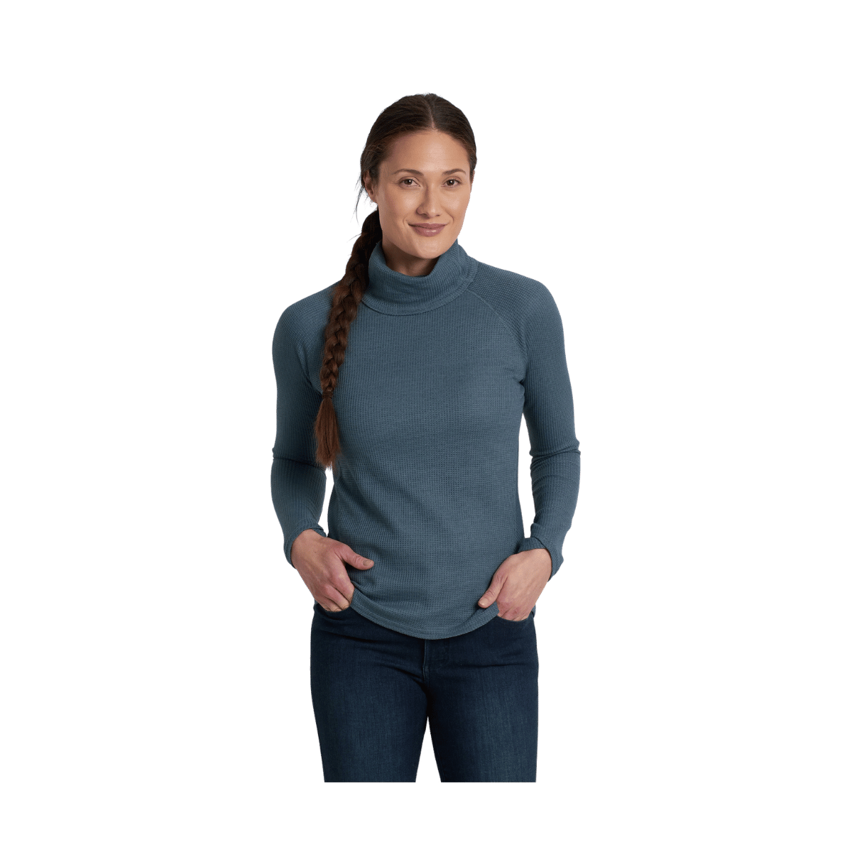 KUHL WOMEN'S PETRA TURTLENECK - MINERAL BLUE - FRONT VIEW