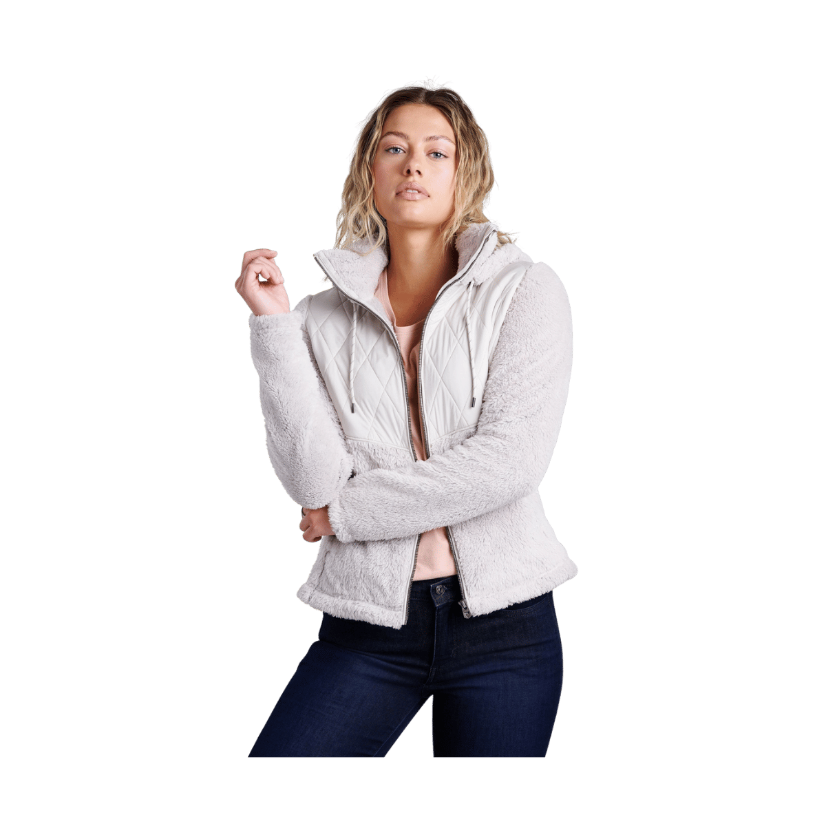 KUHL WOMEN'S PRIMA FLIGHT HOODY - STONE - FRONT VIEW