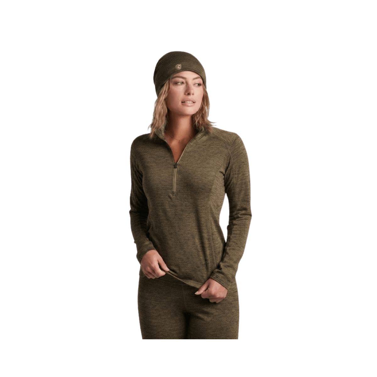 KUHL WOMEN'S REACTIV LITE GRID QUARTER ZIP- BRINDLE