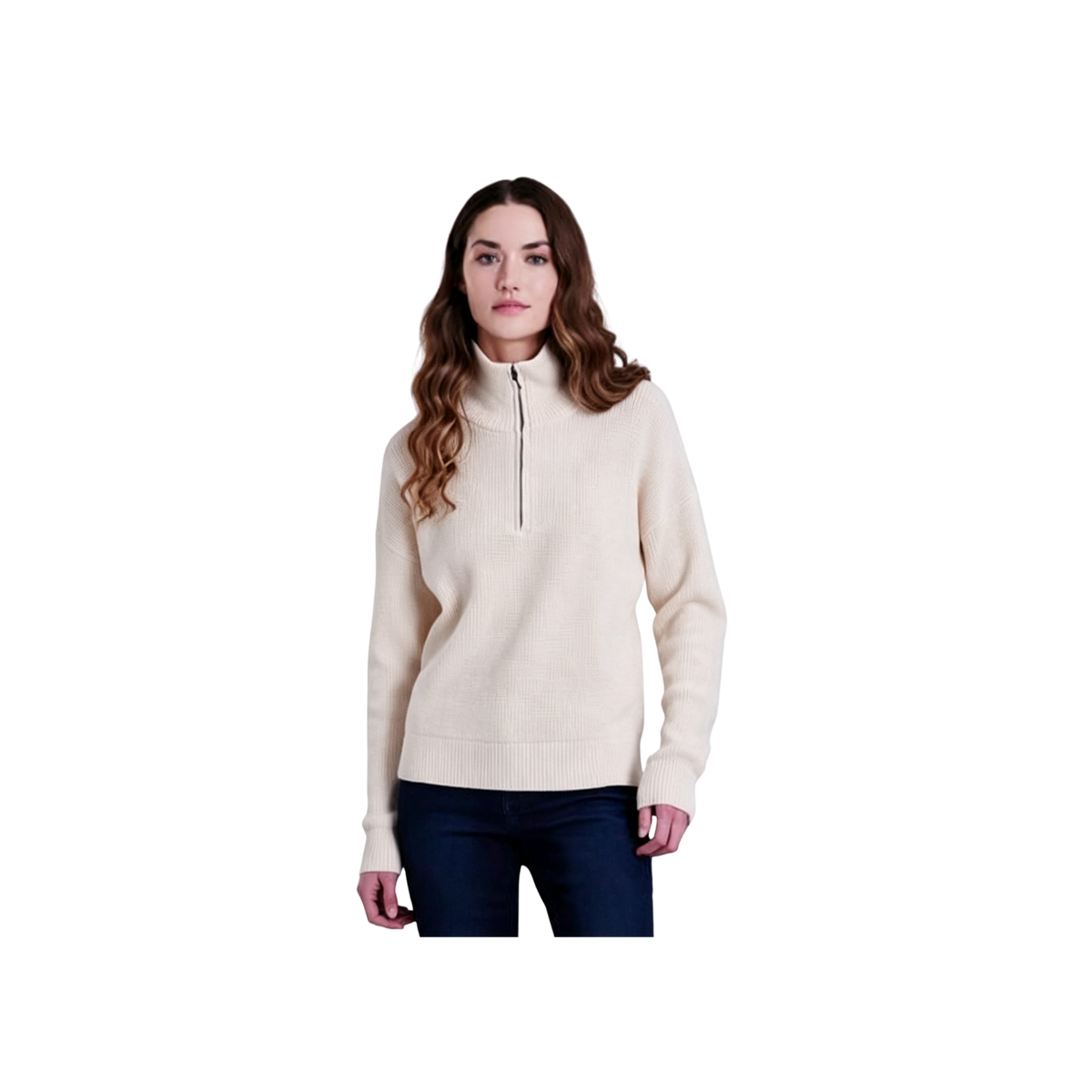 KUHL W RIBBED KUHL TEAM 1/4 ZIP NATURAL