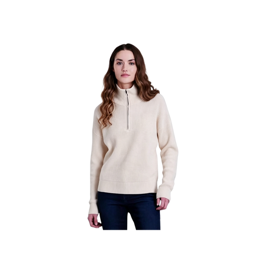 KUHL W RIBBED KUHL TEAM 1/4 ZIP NATURAL