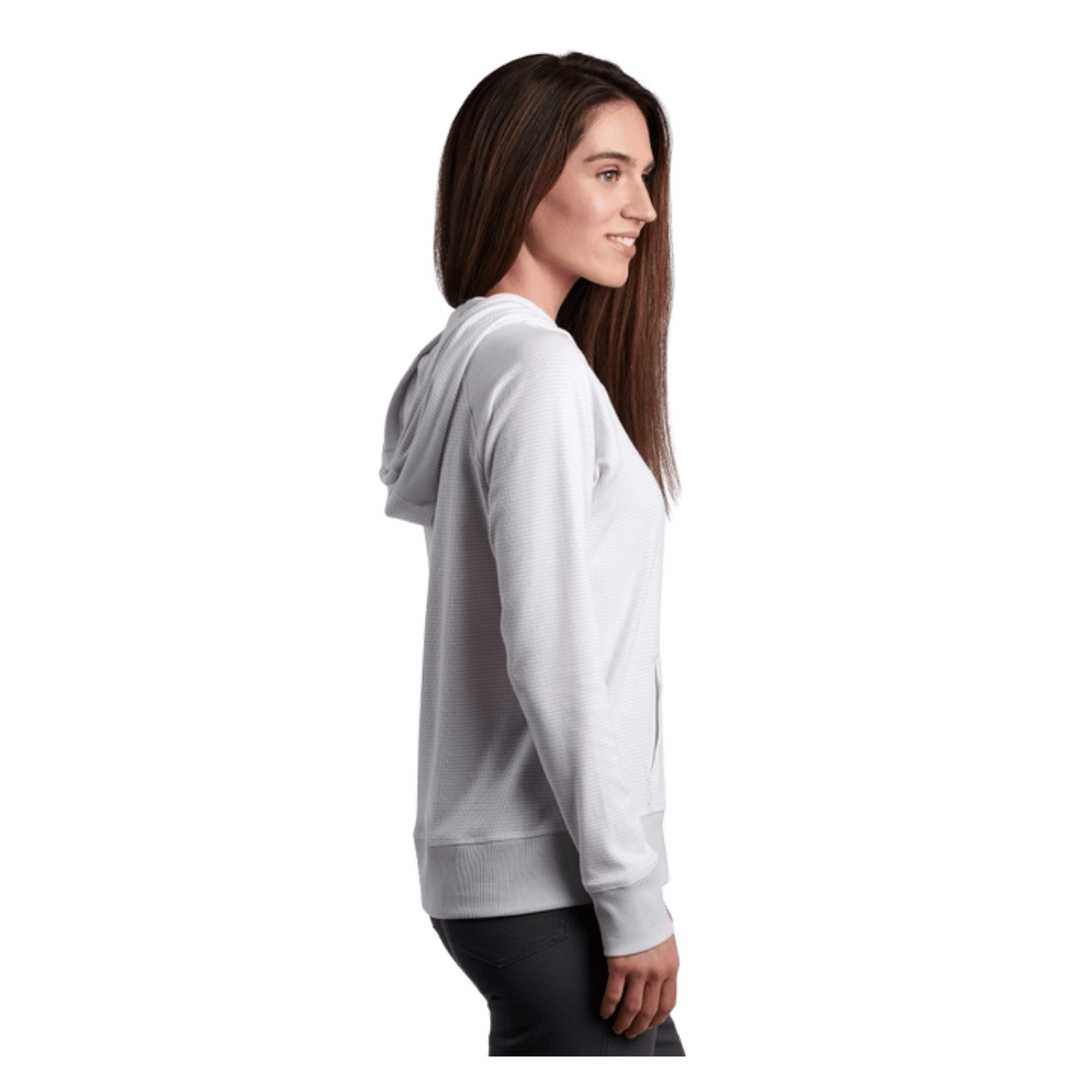KUHL WOMEN'S STRIA PULLOVER HOODY W/ UPF 50+ - MIST - SIDE VIEW