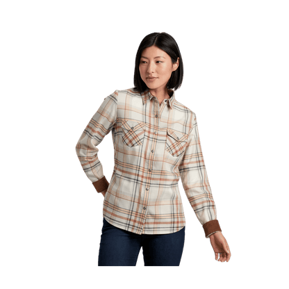KUHL WOMEN'S TESS FLANNEL LONG SLEEVE - DOVE - FRONT VIEW