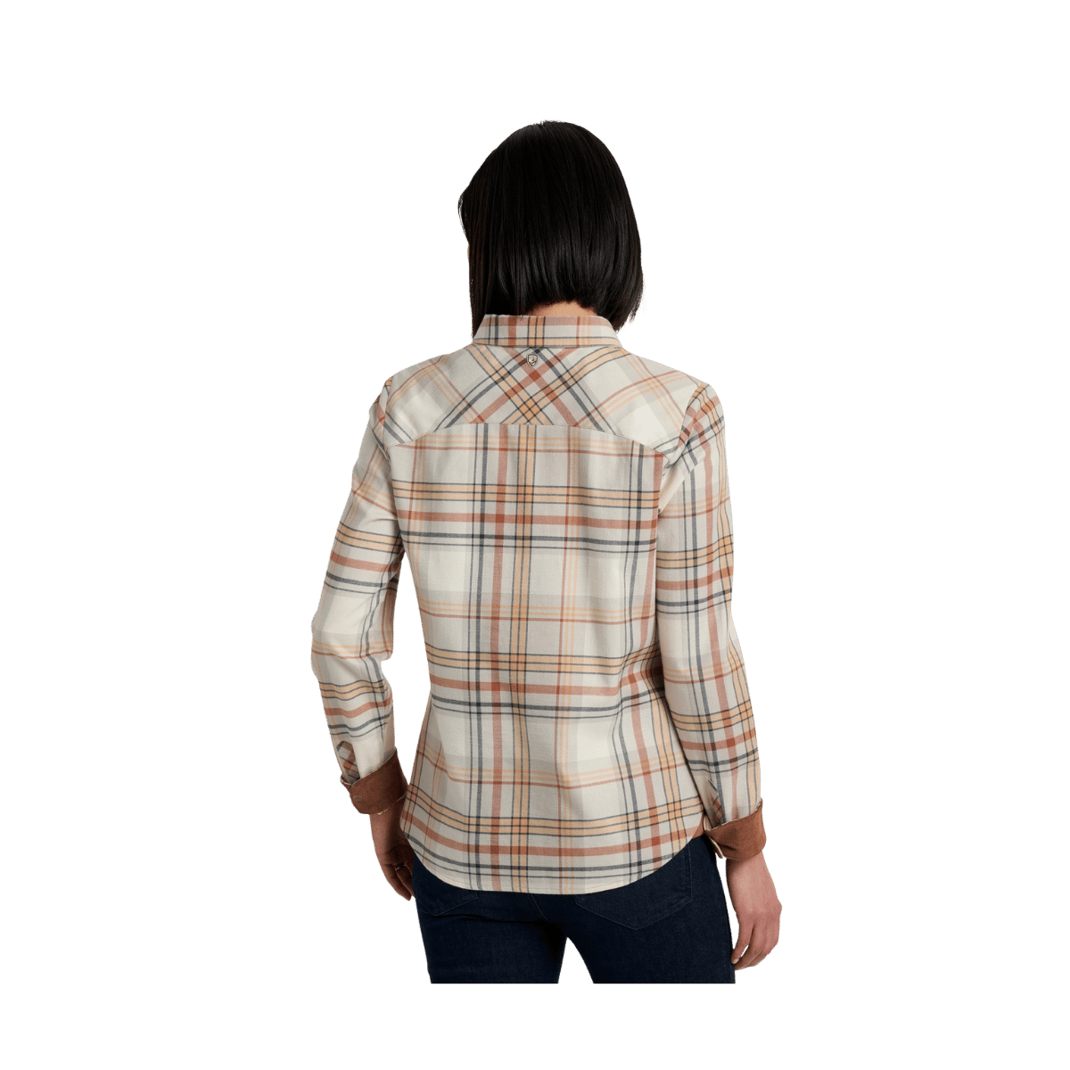 KUHL WOMEN'S TESS FLANNEL LONG SLEEVE - DOVE - BACK VIEW