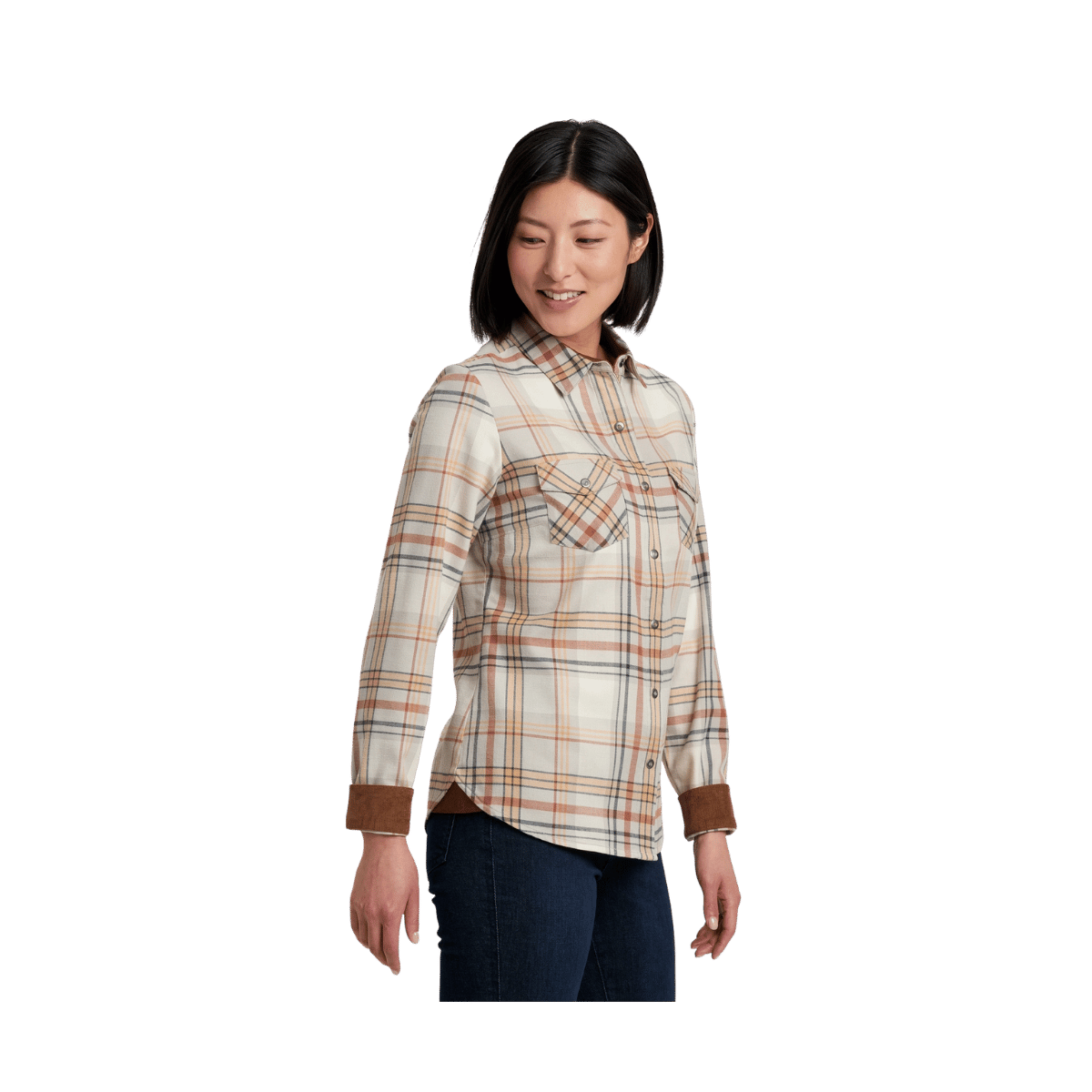KUHL WOMEN'S TESS FLANNEL LONG SLEEVE - DOVE - SIDE VIEW
