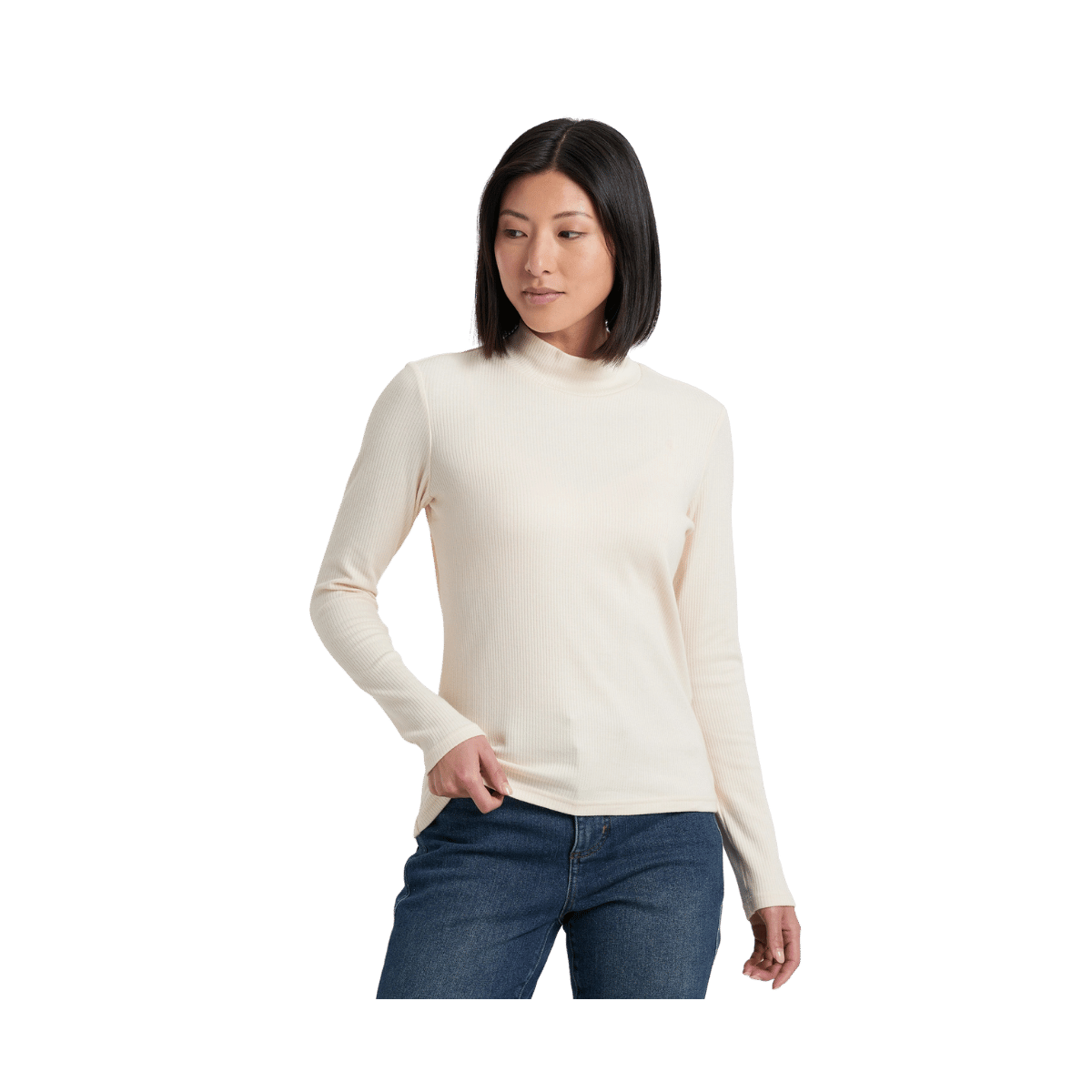 KUHL WOMEN'S VERONA RIB LONG SLEEVE - NATURAL - FRONT VIEW