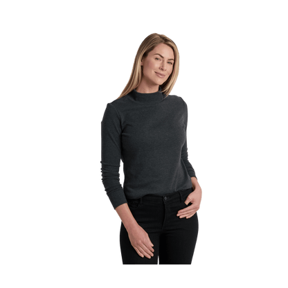 KUHL WOMEN'S VERONA RIB LONG SLEEVE - CHARCOAL - FRONT VIEW