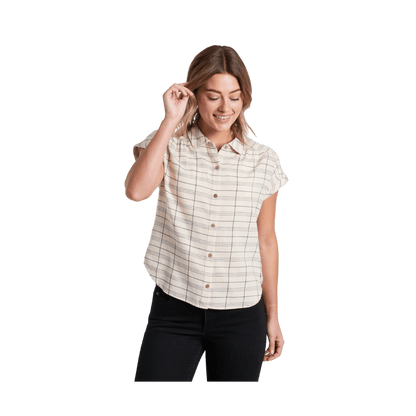 KUHL WOMEN'S WYLDE SHORT SLEEVE SHIRT - NATURAL - FRONT VIEW