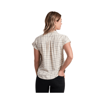 KUHL WOMEN'S WYLDE SHORT SLEEVE SHIRT - NATURAL - BACK VIEW