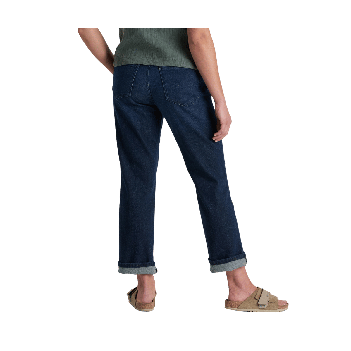 KUHL WOMEN'S KONTOUR BOYFRIEND DENIM PANT - MIDNIGHT - BACK VIEW