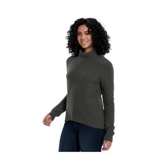 KUHL WOMEN'S SOLACE SWEATER - SOFT PINE - FRONT VIEW