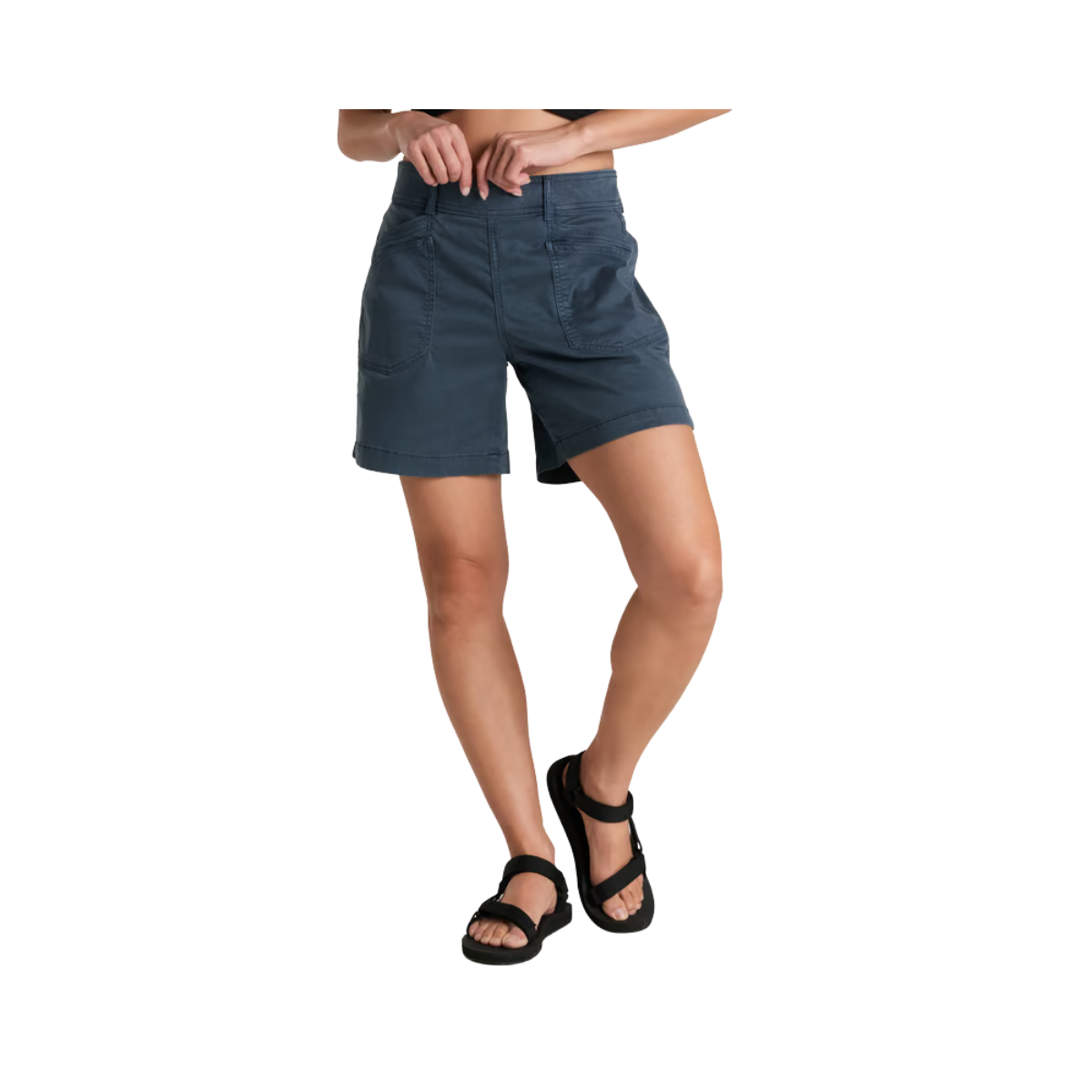 KUHL WOMENS KULTIVATR PULL ON SHORT 6" METAL BLUE