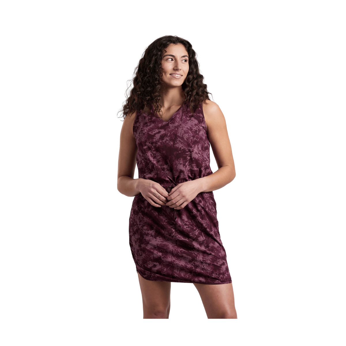 KUHL WOMEN'S VANTAGE DRESS - MAUVE PRINT - FRONT VIEW