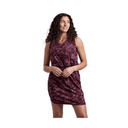 KUHL WOMEN'S VANTAGE DRESS - MAUVE PRINT - FRONT VIEW