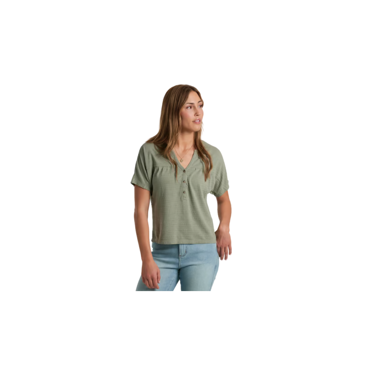 KUHL WOMENS WILLA SHORT SLEEVE SLATE GREEN