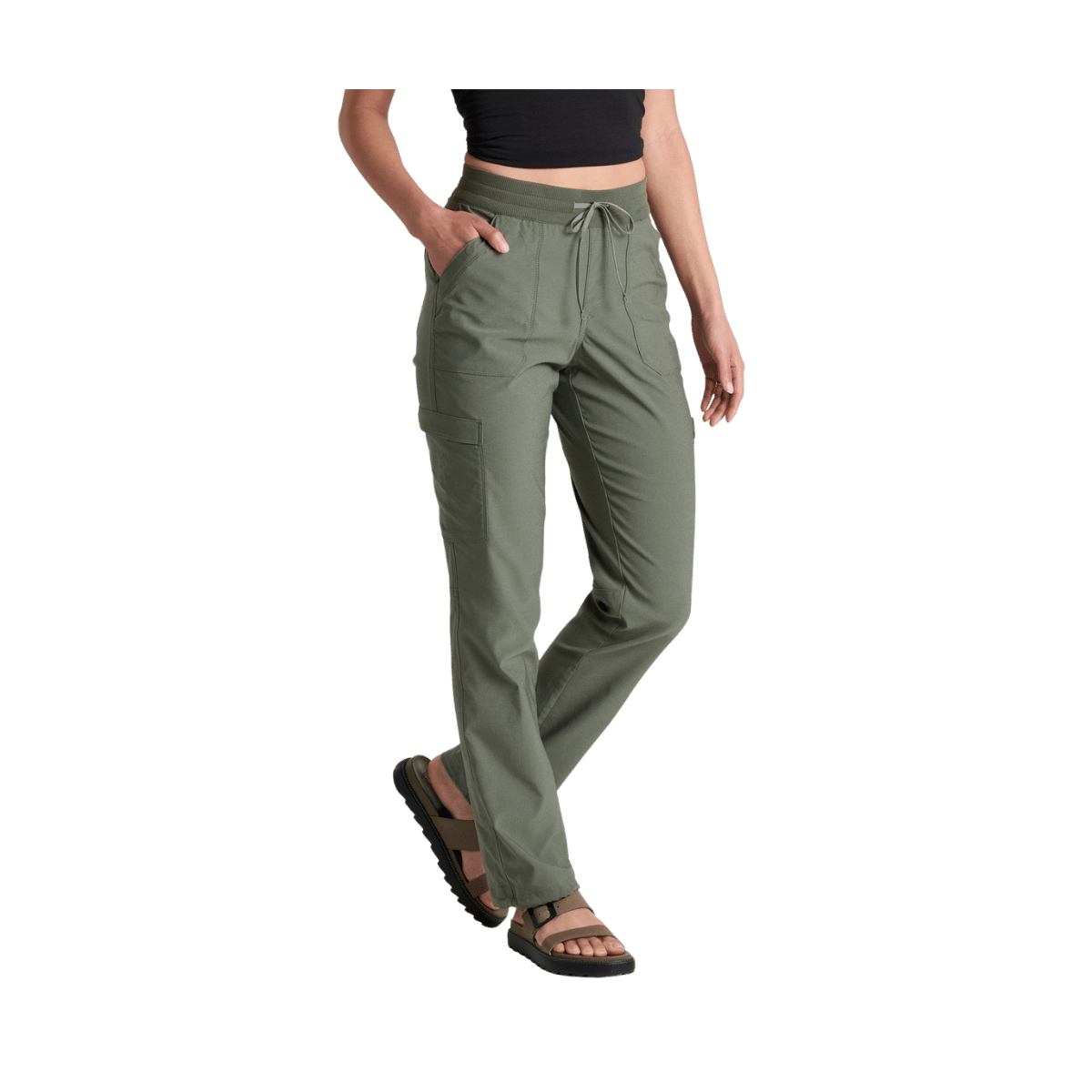 KUHL WOMEN'S TREKR STRAIGHT LEG PANT - OLIVE - FRONT VIEW