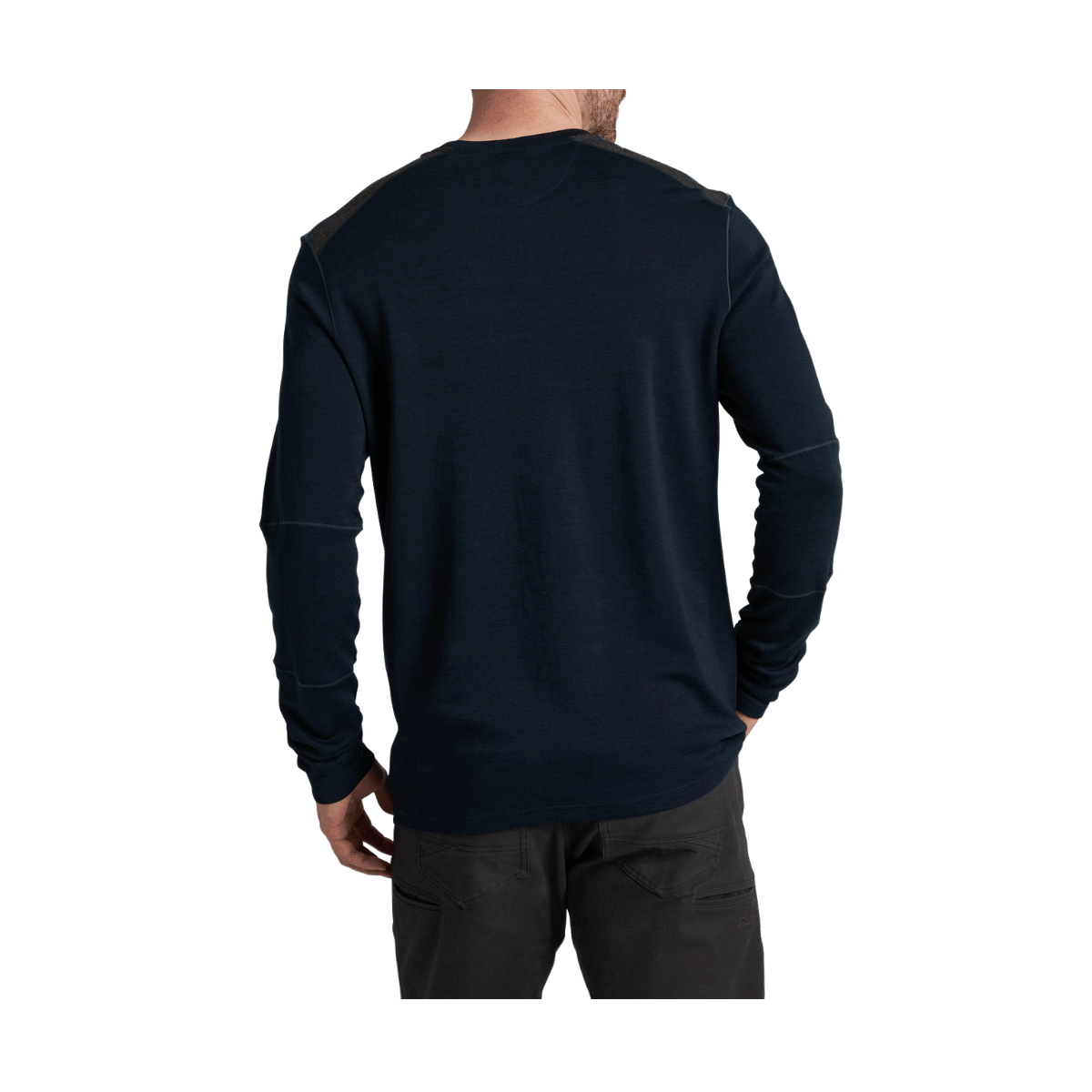 KUHL MEN'S DOWNHILL RACR MERINO CREW  LONG SLEEVE - MIDNIGHT - BACK VIEW