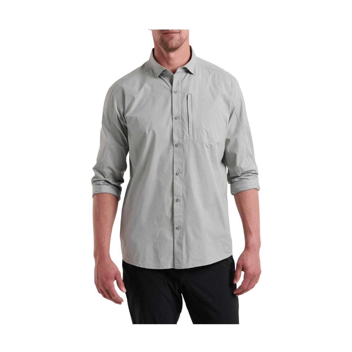 KUHL MEN'S DRIFTR LONG SLEEVE SHIRT - CONCRETE GREY - FRONT VIEW