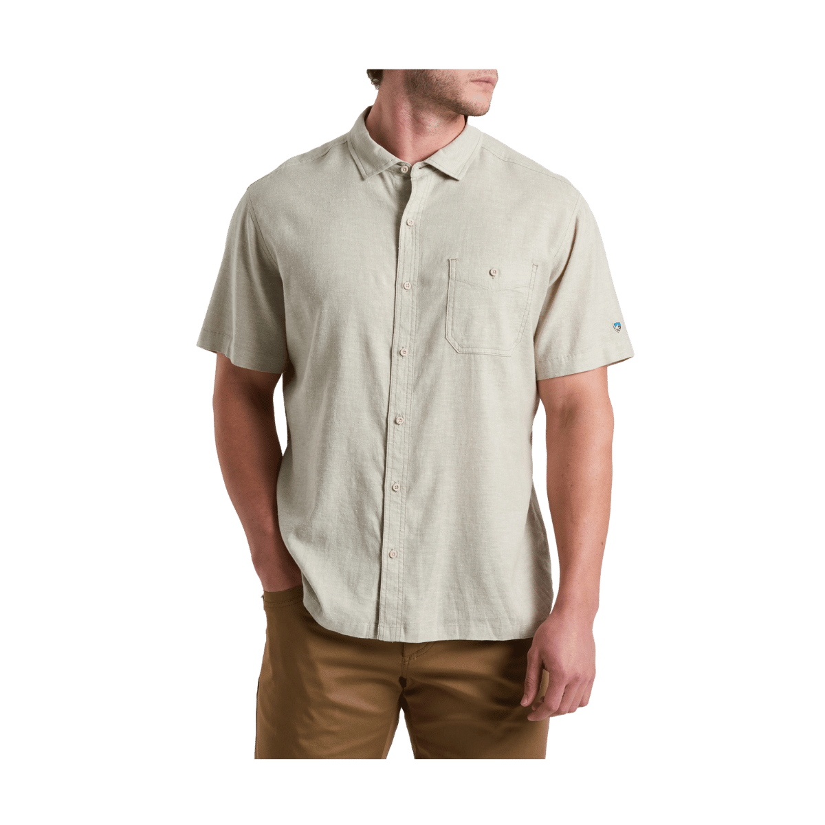 KUHL MEN'S GETAWAY SHORT SLEEVE SHIRT - NATURAL - FRONT VIEW