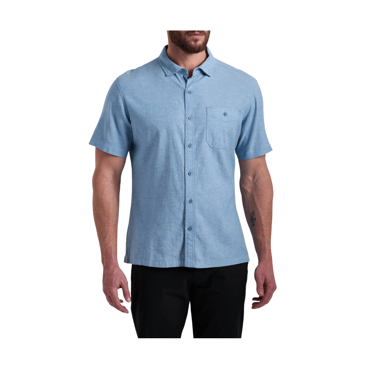 KUHL MEN'S GETAWAY SHORT SLEEVE SHIRT - BLUE CHALK - FRONT VIEW