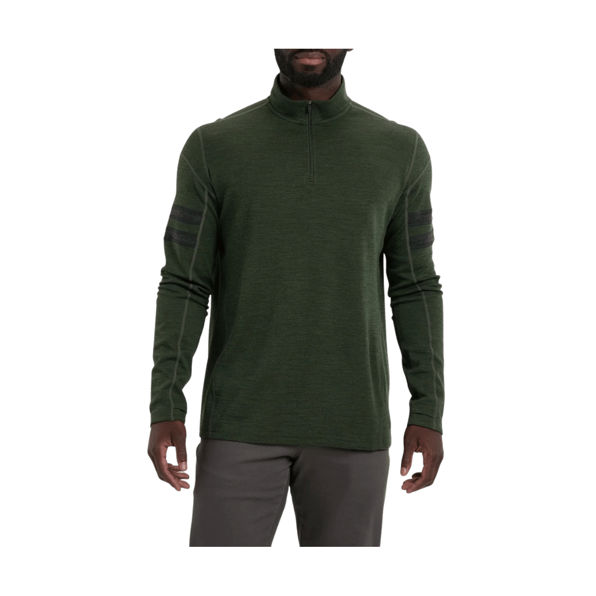 KUHL MEN'S LIGHT KUHL TEAM 1/4 ZIP LONG SLEEVE - MOSS STONE - FRONT VIEW