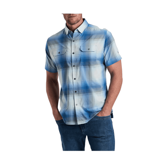 KUHL MEN'S RESPONSE SHORT SLEEVE SHIRT - BLUE CHALK - FRONT VIEW