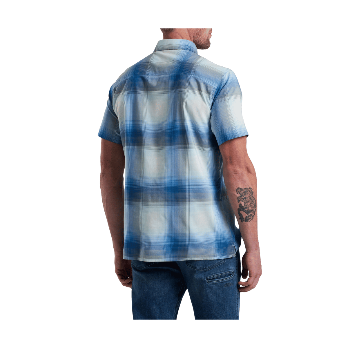 KUHL MEN'S RESPONSE SHORT SLEEVE SHIRT - BLUE CHALK - BACK VIEW