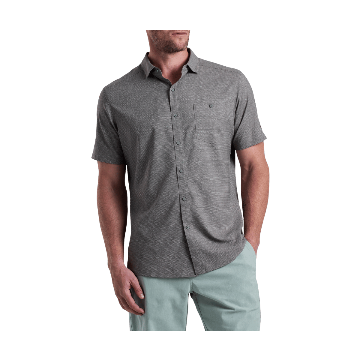 KUHL MEN'S PERSUADR SHORT SLEEVE SHIRT - ASHWOOD - FRONT VIEW