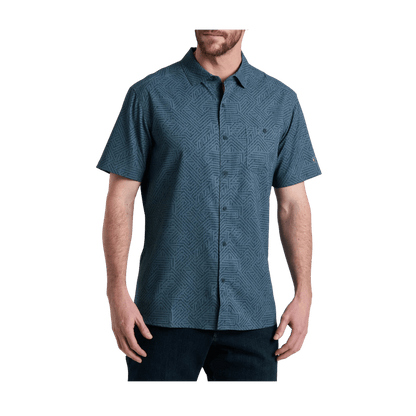 KUHL MEN'S PERSUADR SHORT SLEEVE SHIRT - CHARCOAL BLUE - FRONT VIEW