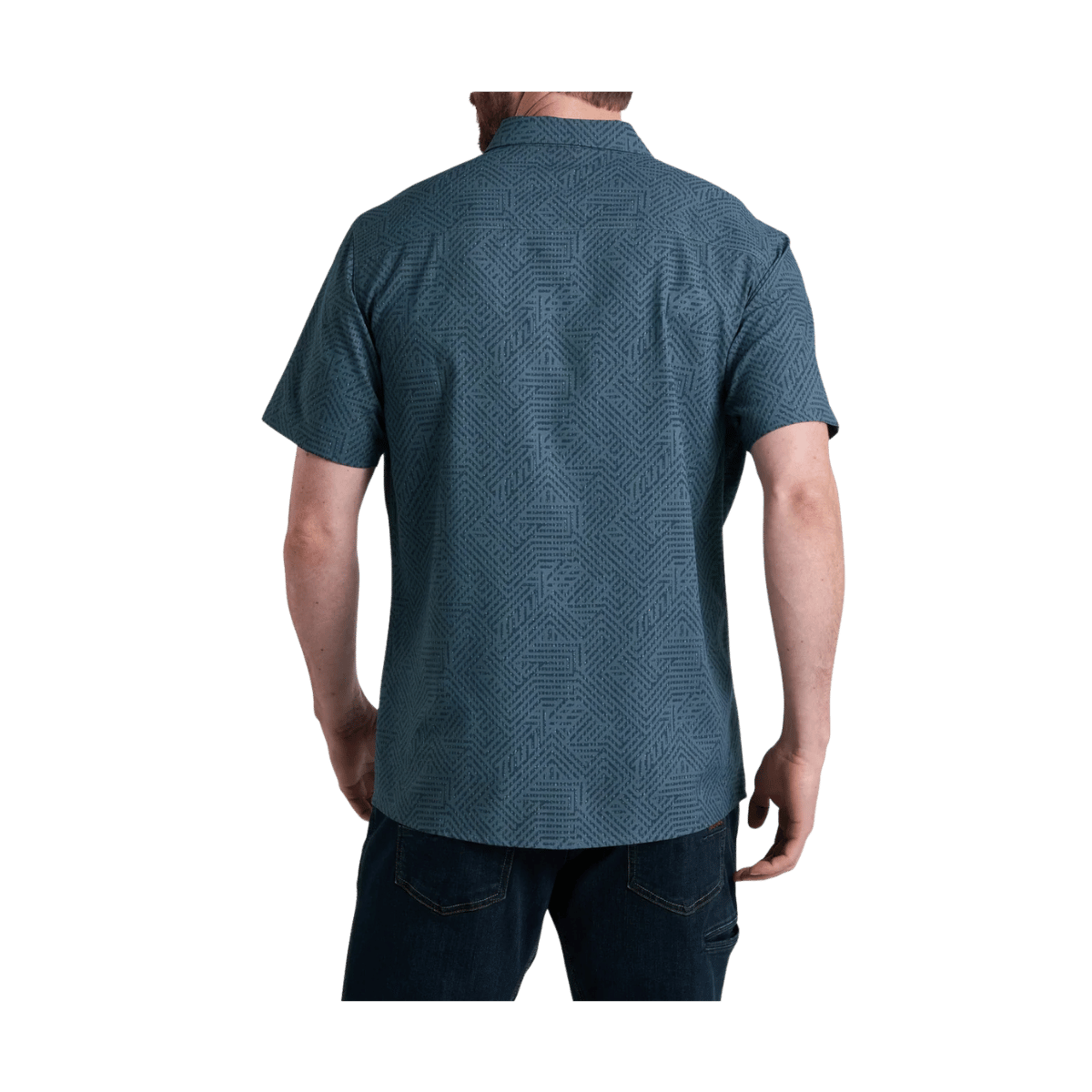 KUHL MEN'S PERSUADR SHORT SLEEVE SHIRT - CHARCOAL BLUE - BACK VIEW