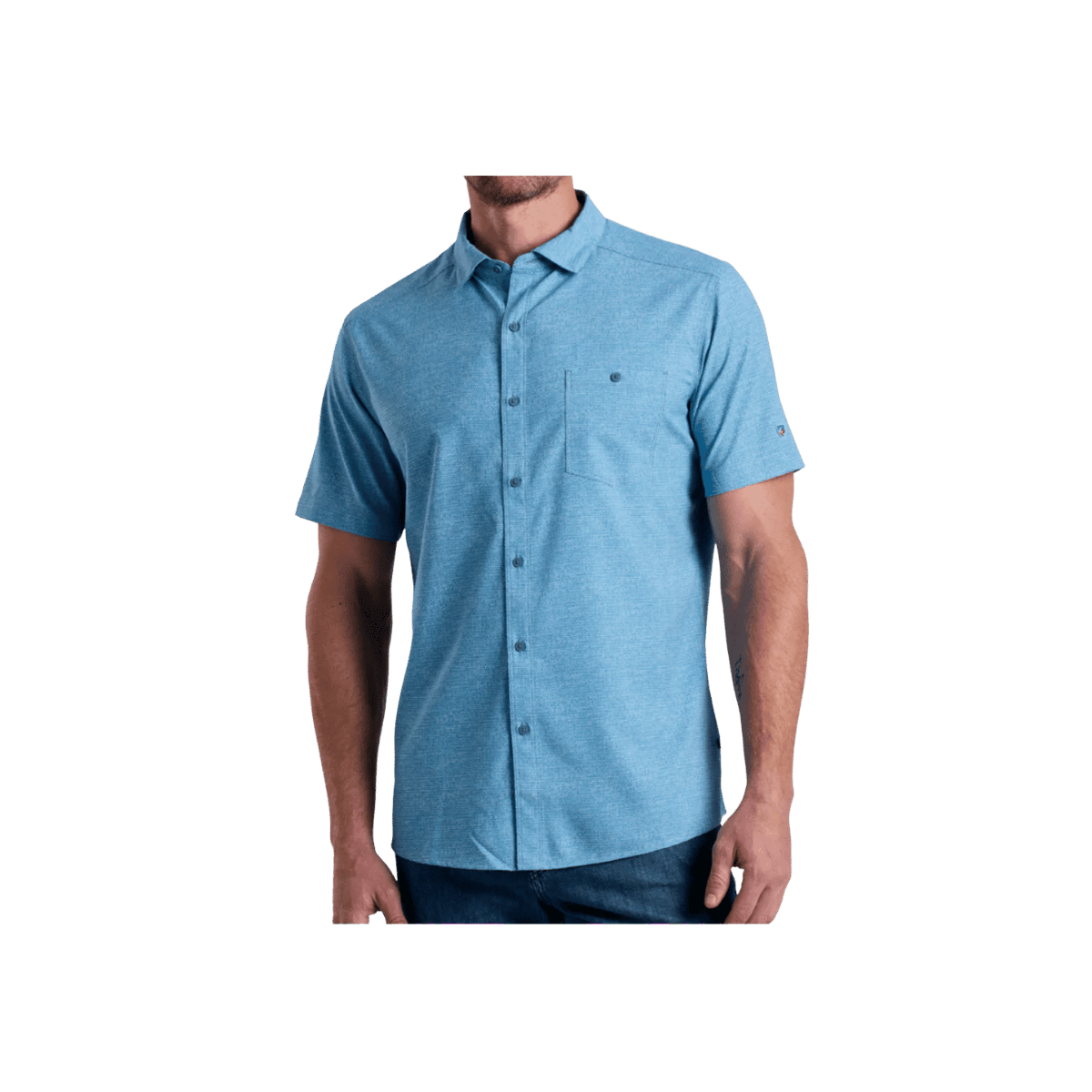 KUHL MEN'S PERSUADR SHORT SLEEVE SHIRT - BLUE CHALK - FRONT VIEW