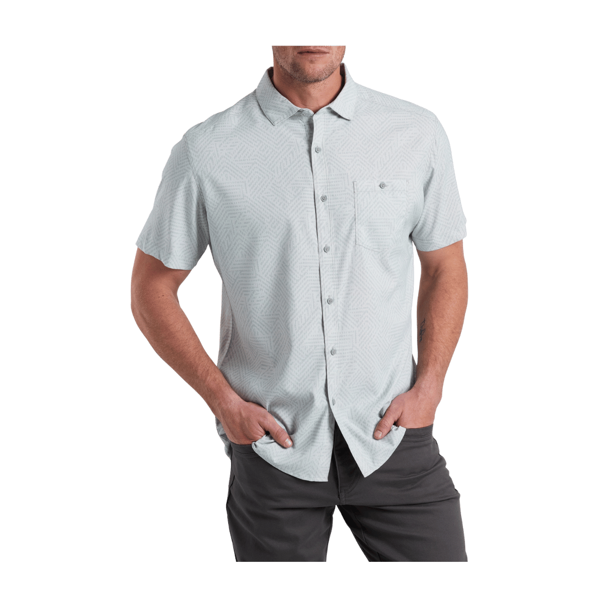 KUHL MEN'S PERSUADR SHORT SLEEVE SHIRT - NATURAL - FRONT VIEW