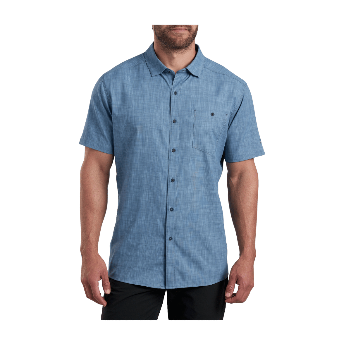 KUHL MEN'S PERSUADR SHORT SLEEVE SHIRT - BLUE JAY - FRONT VIEW