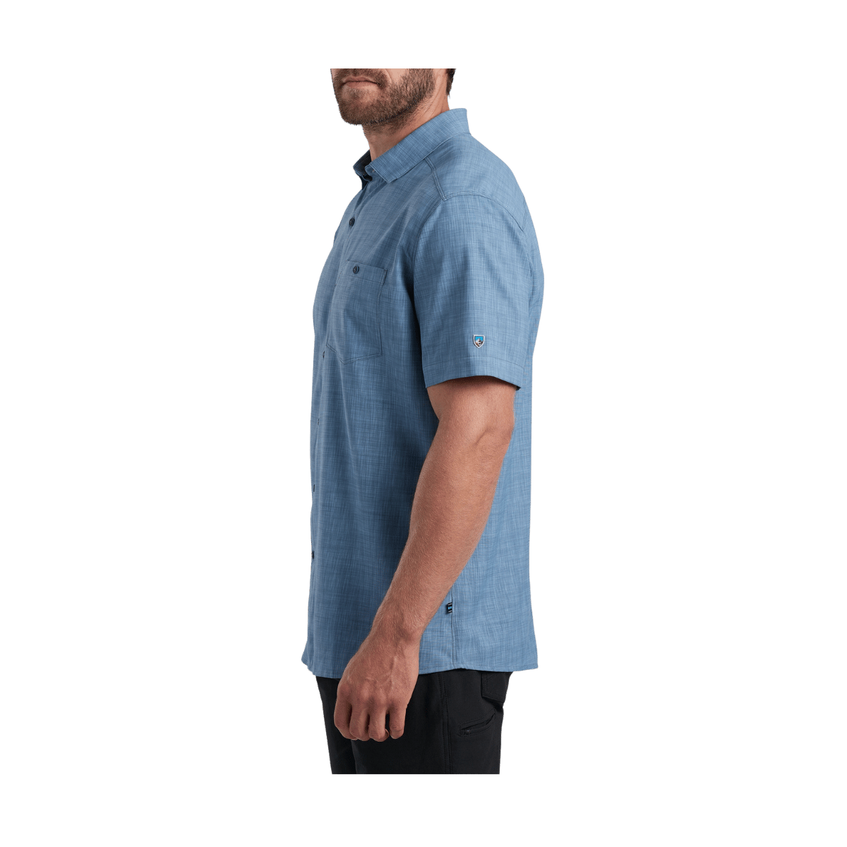 KUHL MEN'S PERSUADR SHORT SLEEVE SHIRT - BLUE JAY - SIDE VIEW