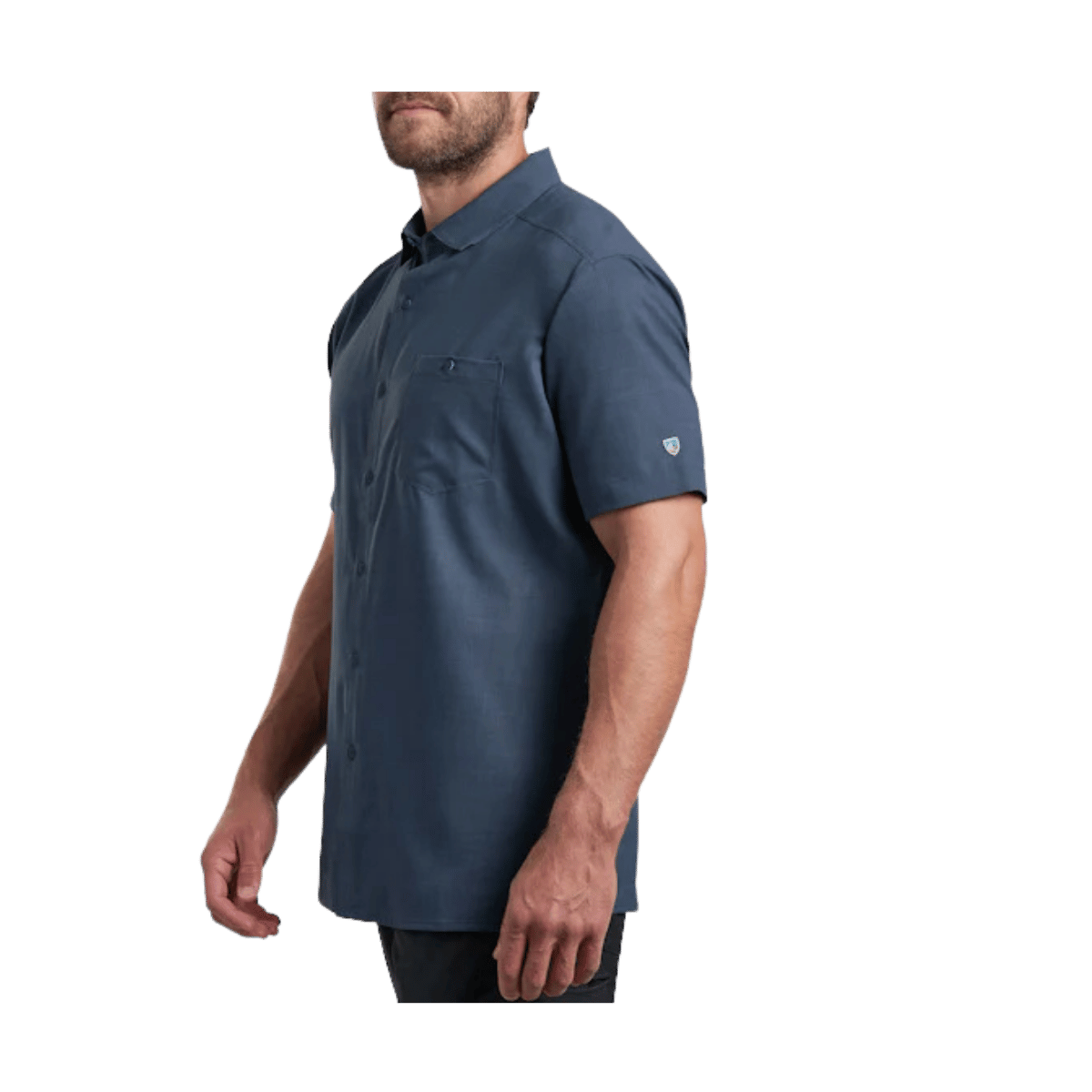 KUHL MEN'S PERSUADR SHORT SLEEVE SHIRT - NIGHT BLUE - SIDE VIEW
