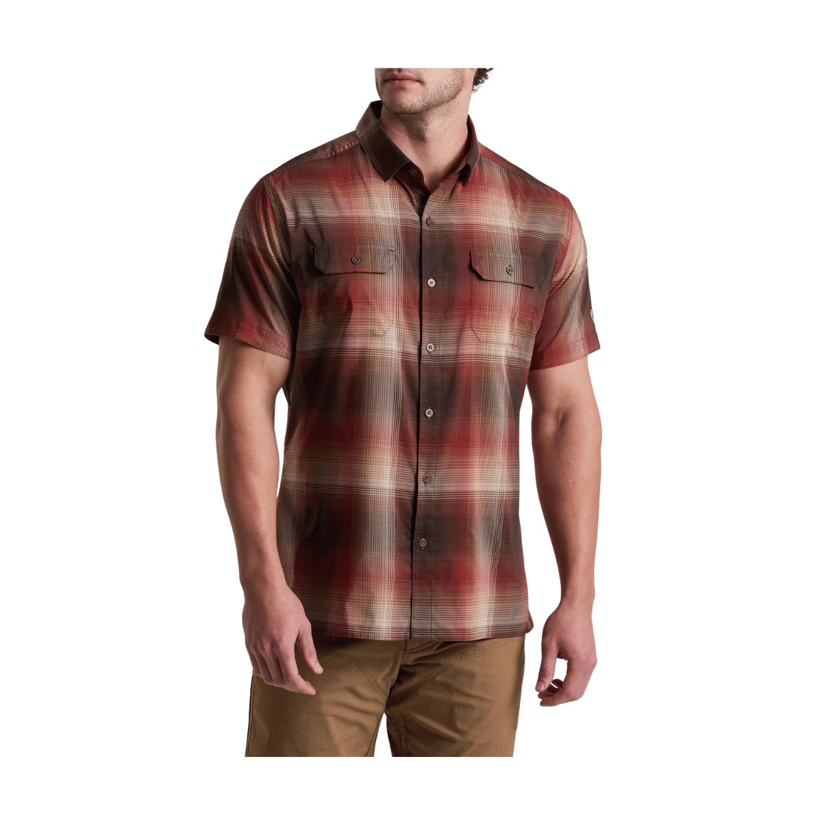 KUHL MEN'S RESPONSE SHORT SLEEVE SHIRT - RED CLAY - FRONT VIEW