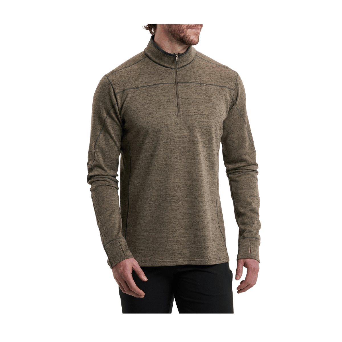 KUHL MEN'S RYZER 1/4 ZIP LONG SLEEVE - OATMEAL - FRONT VIEW