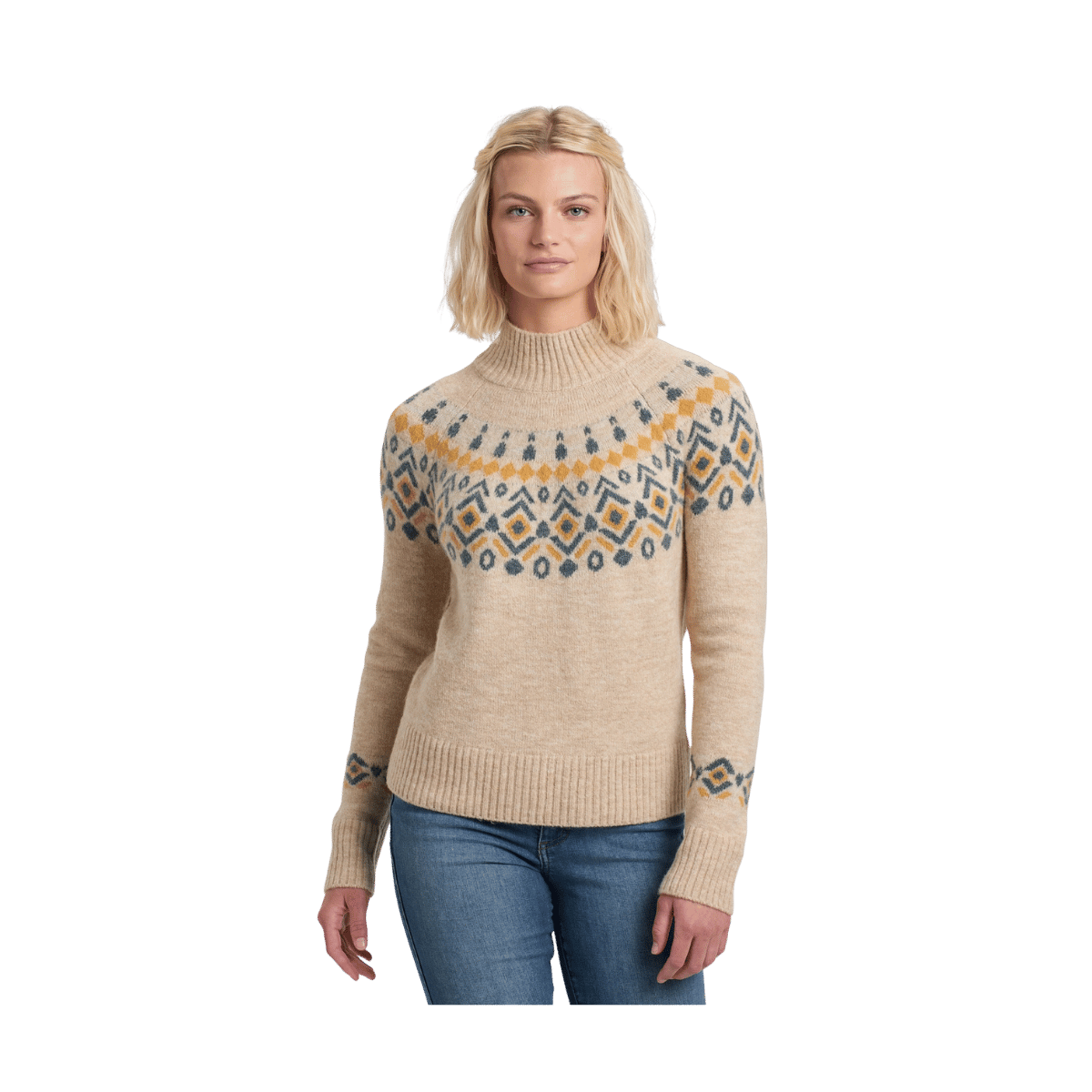 KUHL WOMEN'S ALPINA SWEATER - OATMEAL - FRONT VIEW 