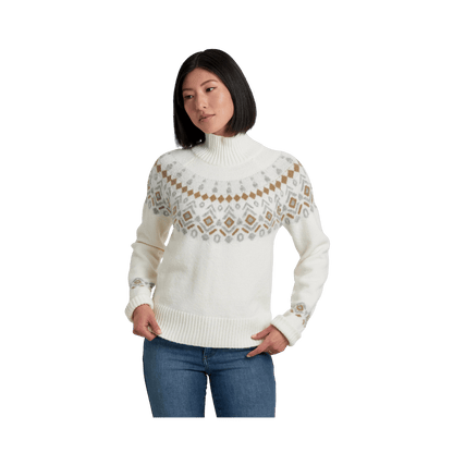 KUHL WOMEN'S ALPINA SWEATER LONG SLEEVE - WHITE - FRONT VIEW
