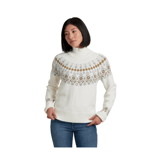 KUHL WOMEN'S ALPINA SWEATER LONG SLEEVE - WHITE - FRONT VIEW