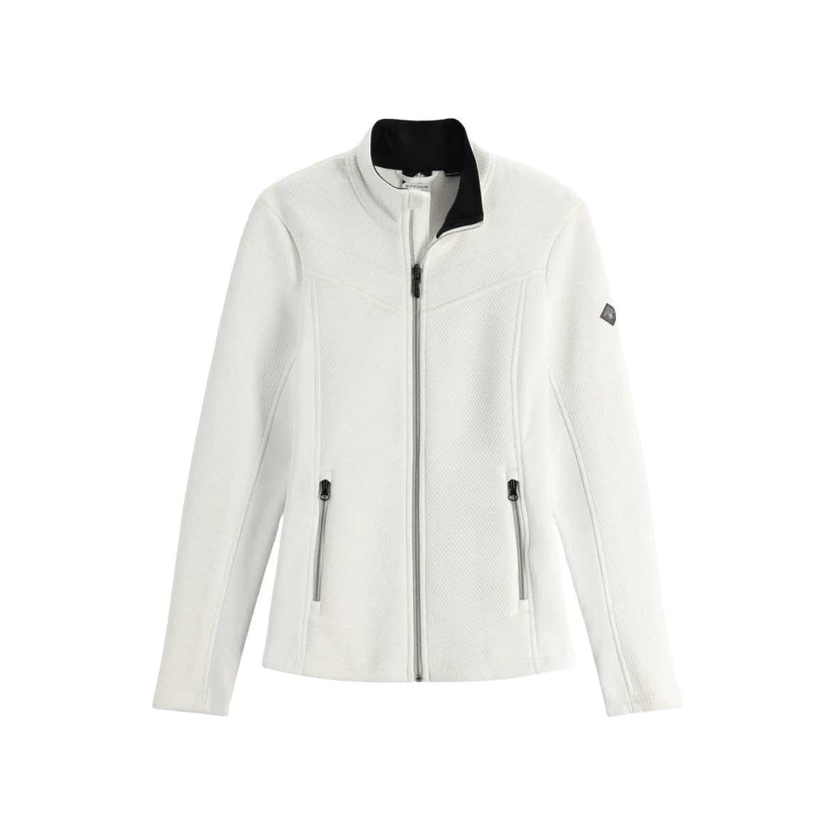 SPYDER WOMEN ENCORE FLEECE JACKET - WHITE - FRONT VIEW