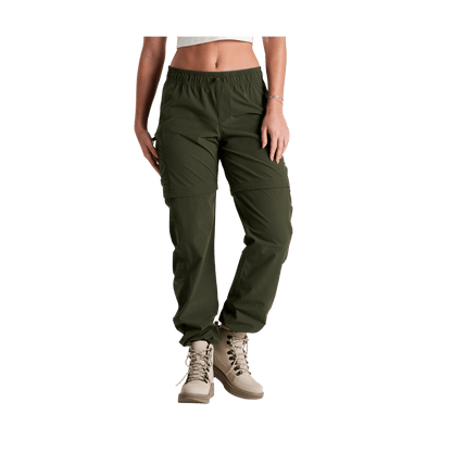 KUHL WOMEN'S FREEFLEX ZIP OFF PANT - DARK MOSS - FRONT VIEW