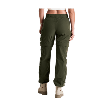 KUHL WOMEN'S FREEFLEX ZIP OFF PANT - DARK MOSS - BACK VIEW