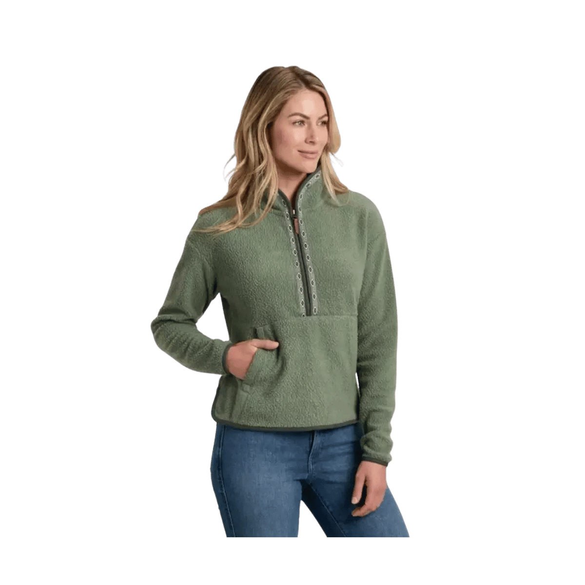 KUHL WOMEN'S HYGGE FLEECE 1/2 ZIP - SOFT PINE - FRONT VIEW