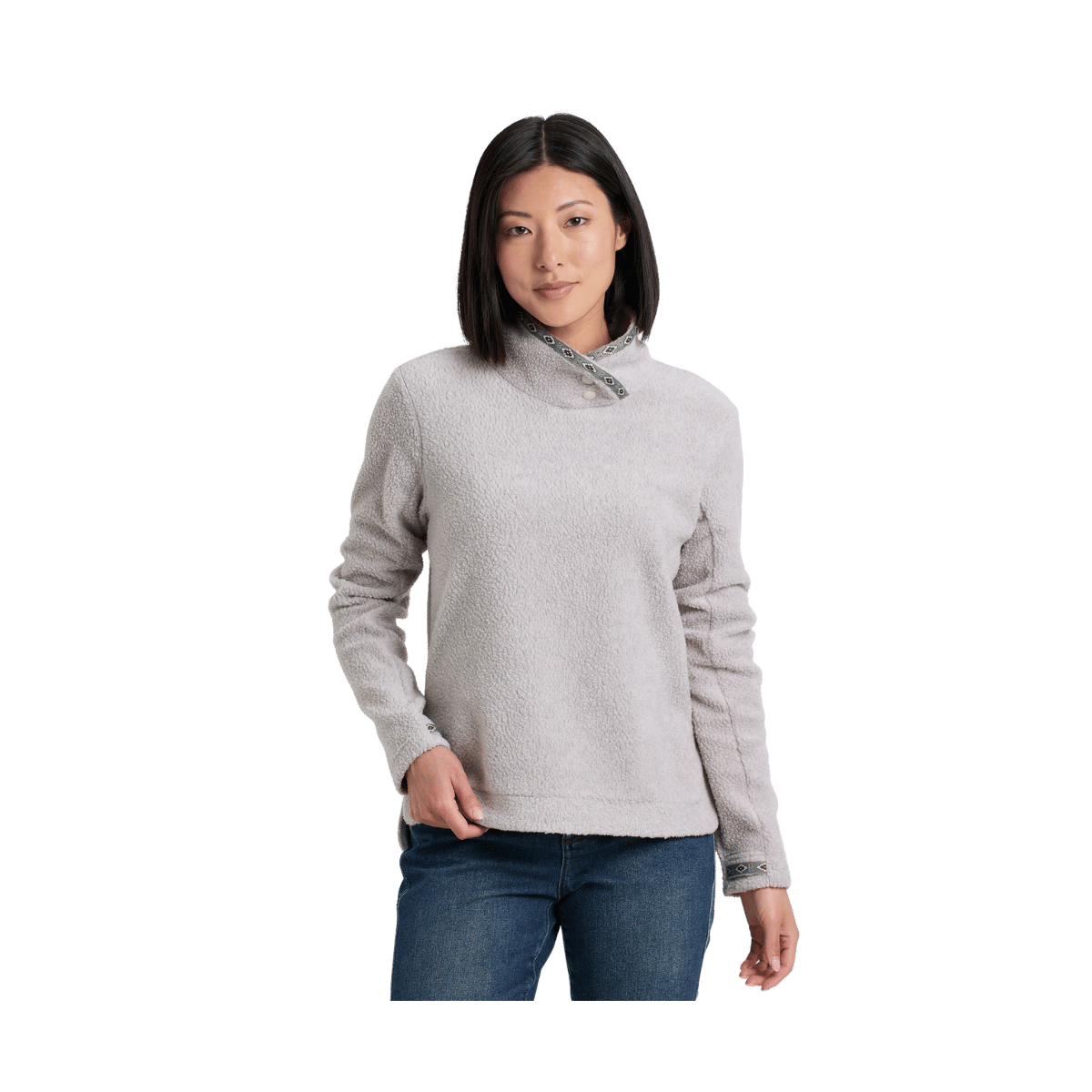 KUHL WOMEN'S HYGGE SNAP PULLOVER - NATURAL - FRONT VIEW