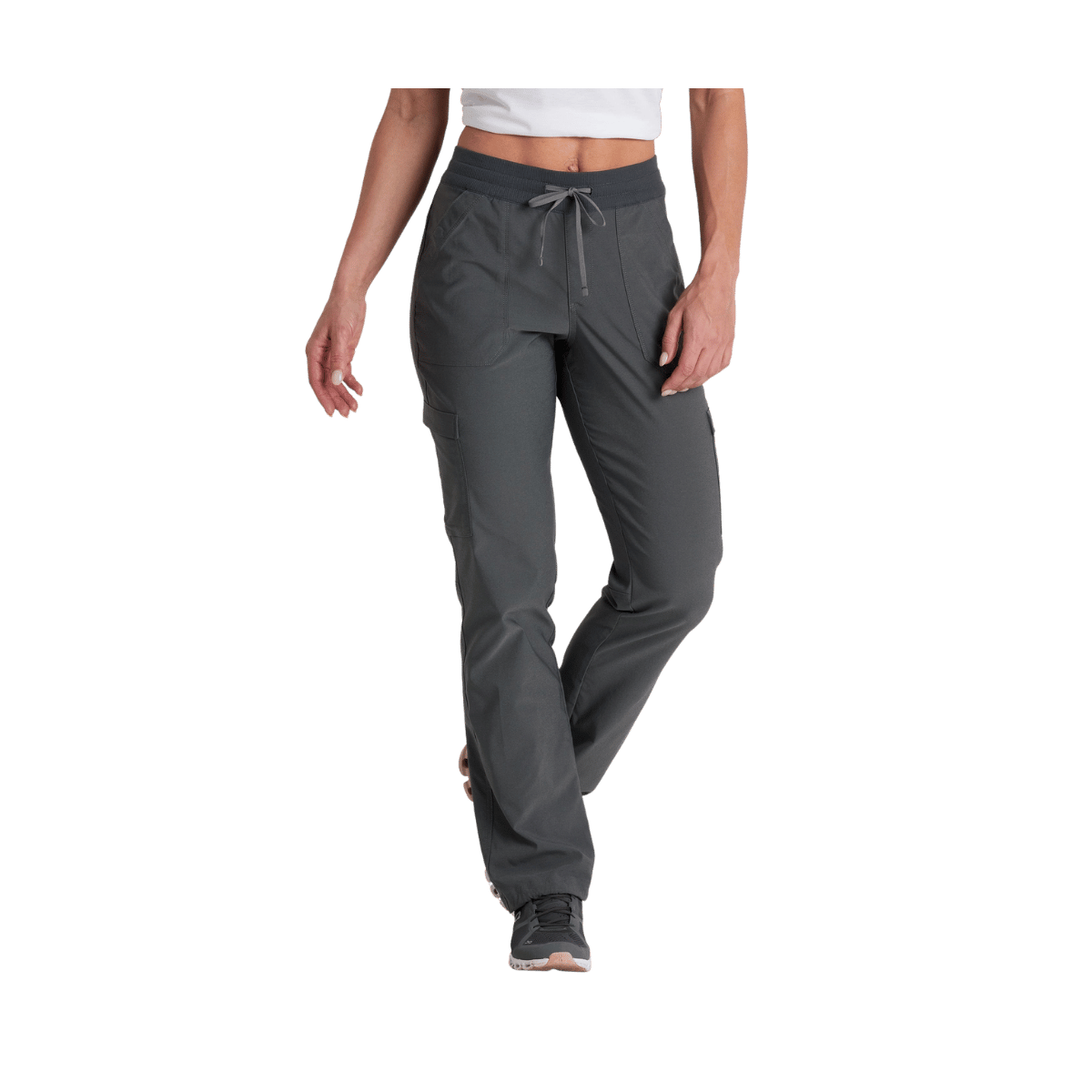 KUHL WOMEN'S TREKR STRAIGHT LEG PANT - CHARCOAL - FRONT VIEW