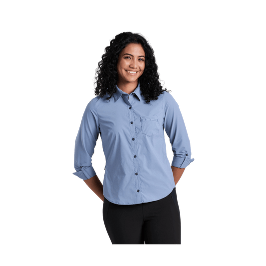 KUHL WOMEN'S WANDER LONG SLEEVE SHIRT - BLUE COVE - FRONT VIEW
