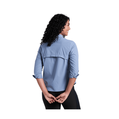 KUHL WOMEN'S WANDER LONG SLEEVE SHIRT - BLUE COVE - BACK VIEW