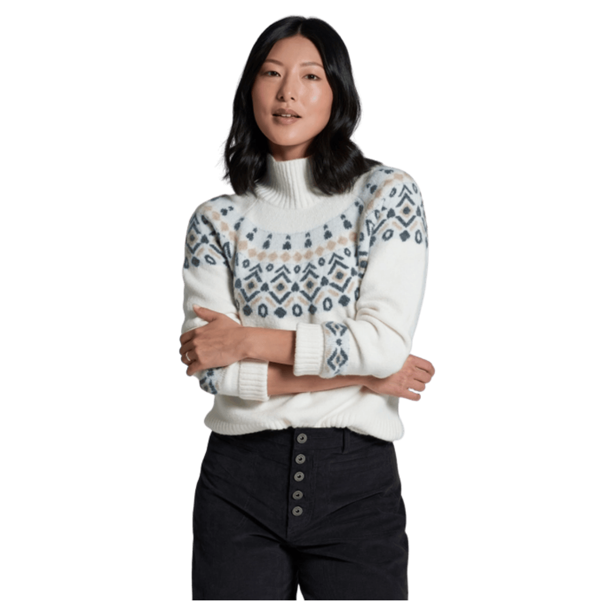 KUHL WOMEN'S ALPINA MERINO SWEATER - ALPINE WHITE - FRONT VIEW WW